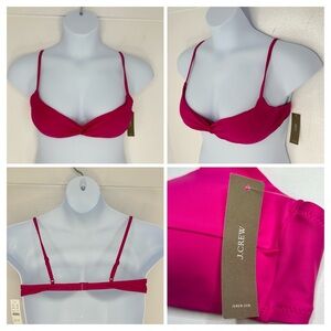 J.‎ Crew NWT Strappy Twist Front Bikini Top Size Medium Hot Pink Beach Vacation